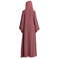 Front open abaya with piping work- Puce Pink Front open abaya with piping work- Puce Pink